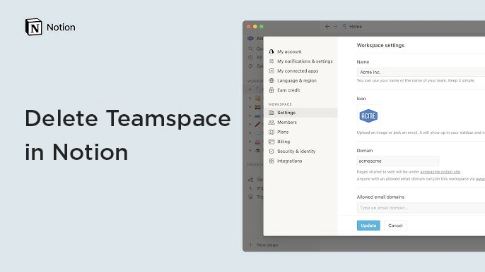 how to delete teamspace in notion